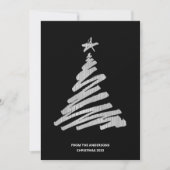 kerstboom Faux Silver Foil en Black Feestdagenkaart (Voorkant)