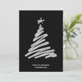 kerstboom Faux Silver Foil en Black Feestdagenkaart (Staand voorkant)