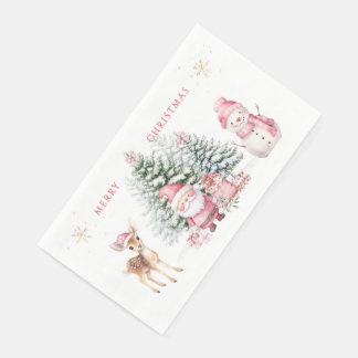 Kerstboom Fawn Santa Snowman Servet