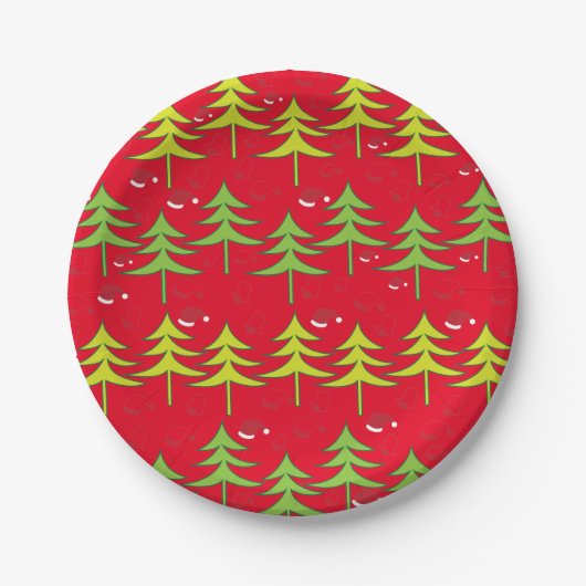 Kerstboom Feest Papieren Bordje (Voorkant)