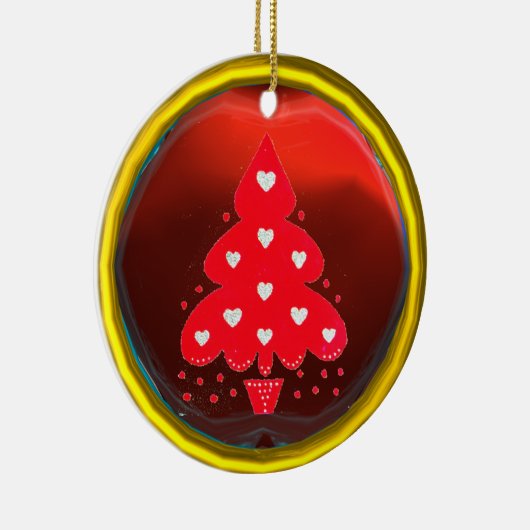 KERSTBOOM FEEST ROOD KERAMISCH ORNAMENT (Rechts)