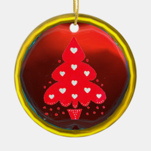 KERSTBOOM FEEST ROOD KERAMISCH ORNAMENT