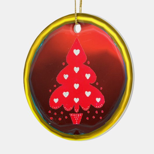 KERSTBOOM FEEST ROOD KERAMISCH ORNAMENT (Links)