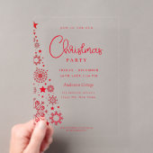 Kerstboom Feest Rood Wit Acryl Uitnodigingen (Insitu (Draagbaar))