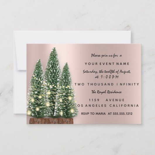 Kerstboom Feest Rozen Diner Kaart (Voorkant)