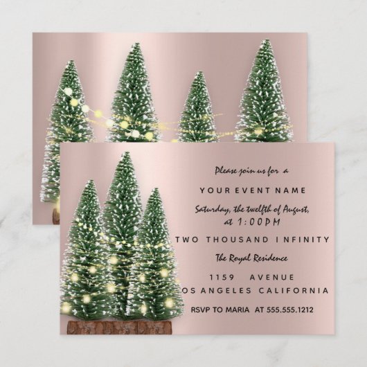 Kerstboom Feest Rozen Diner Kaart (Voorkant / Achterkant)