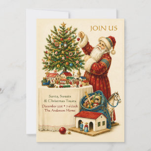 Kerstboom Feest Uitnodiging in Vintage Stijl