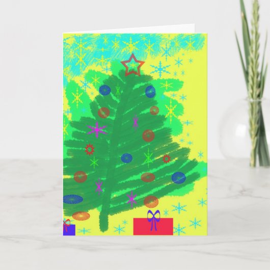 kerstboom feestdagen kaart (Voorkant)