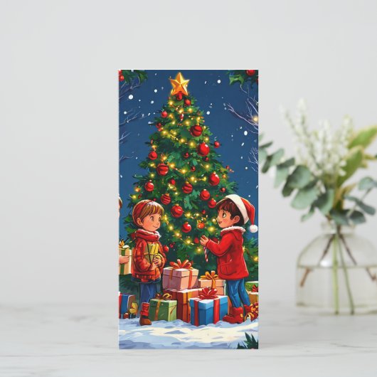 kerstboom feestdagenkaart (Staand voorkant)