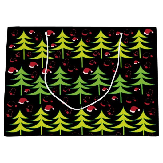 Kerstboom feestelijk groot cadeauzakje (Voorkant)