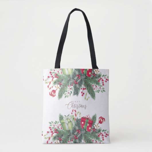 Kerstboom Feestelijke Kerstcadeau Ontwerp Tote Bag (Voorkant)