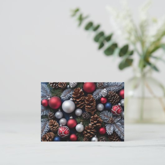 Kerstboom Feestelijke Sneeuw Seizoen Kaarsen Visitekaartje (Staand voorkant)