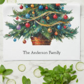 Kerstboom feestelijke winter vakantie gepersonalis theedoek (Gevouwen)