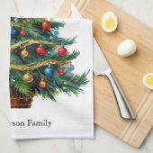 Kerstboom feestelijke winter vakantie gepersonalis theedoek (Quarter Fold)