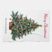 Kerstboom feestelijke winter vakantie gepersonalis theedoek (Horizontaal)