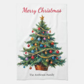 Kerstboom feestelijke winter vakantie gepersonalis theedoek (Verticaal)