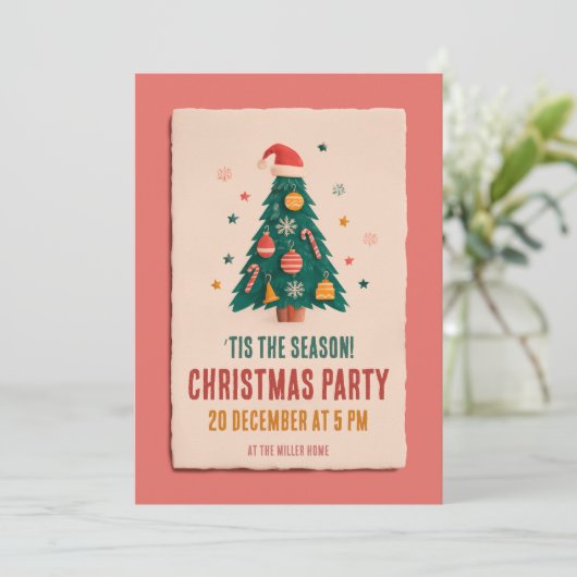 Kerstboom feestkaart kaart (Staand voorkant)