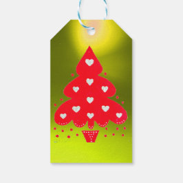 KERSTBOOM FEESTPARTY geel Cadeaulabel