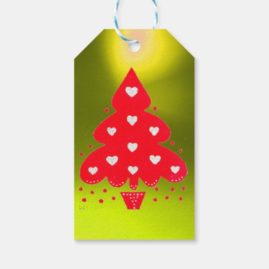 KERSTBOOM FEESTPARTY geel Cadeaulabel (Achterkant)