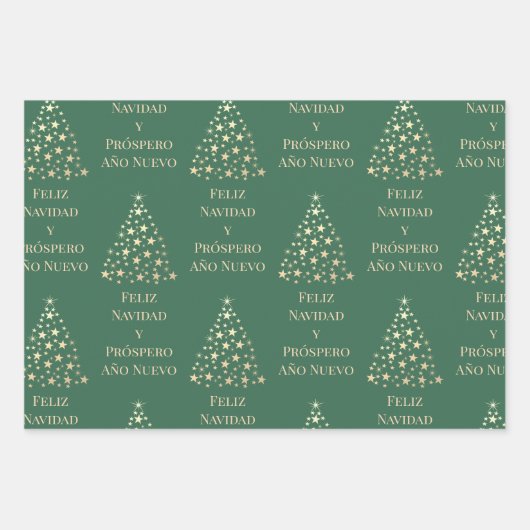 kerstboom Feliz Navidad y Prospero Año Nuevo Inpakpapier Vel (Voorkant 3)
