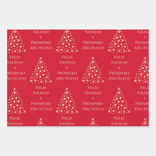 kerstboom Feliz Navidad y Prospero Año Nuevo Inpakpapier Vel (Voorkant)