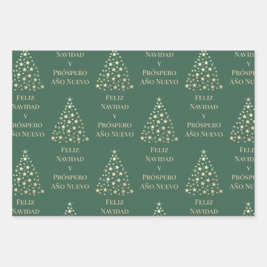 kerstboom Feliz Navidad y Prospero Año Nuevo Inpakpapier Vel (Voorkant 3)