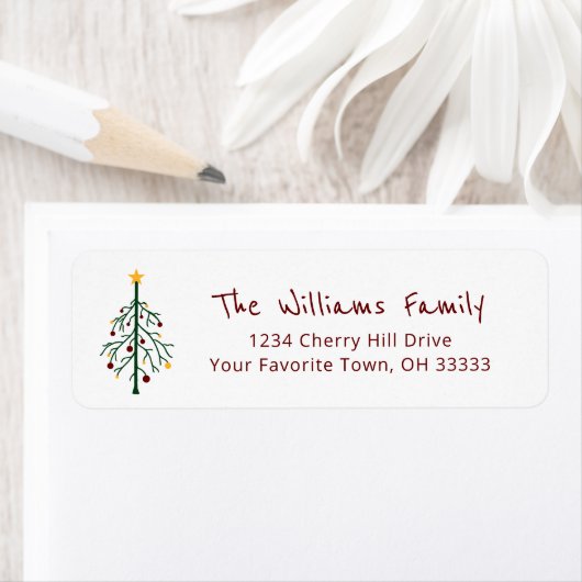 Kerstboom Festive Return Address Label (Insitu)