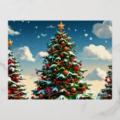 kerstboom folie feestdagen briefkaart (Achterkant)