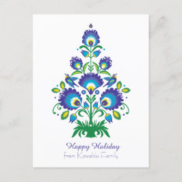 🎄 kerstboom - folklore [blauw en groen] feestdagenkaart