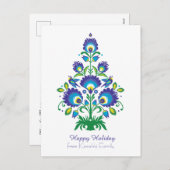 🎄 kerstboom - folklore [blauw en groen] feestdagenkaart (Voorkant / Achterkant)