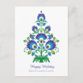 🎄 kerstboom - folklore [blauw en groen] feestdagenkaart (Voorkant)