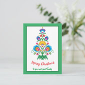 🎄Kerstboom folklore groen Kerstkaart Feestdagenkaart (Staand voorkant)