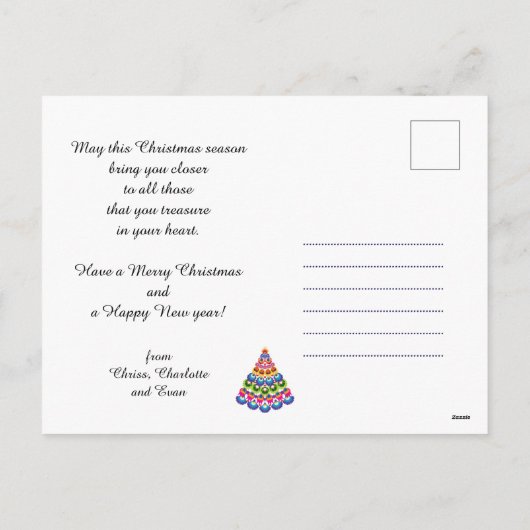 🎄 kerstboom - folklore stijl feestdagenkaart (Achterkant)