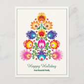 🎄 kerstboom - folklore stijl feestdagenkaart (Voorkant)