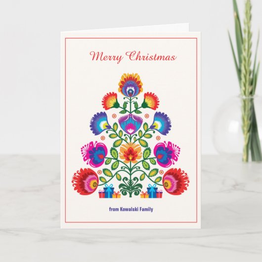 🎄Kerstboom - folklore stijl Kaart (Voorkant)