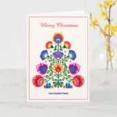 🎄Kerstboom - folklore stijl Kaart (Gele Bloem)