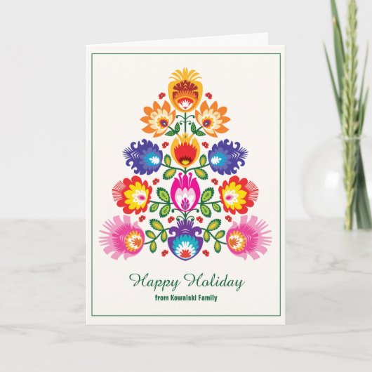 🎄 kerstboom - folklore stijl kaart (Voorkant)