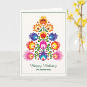 🎄 kerstboom - folklore stijl kaart (Gele Bloem)