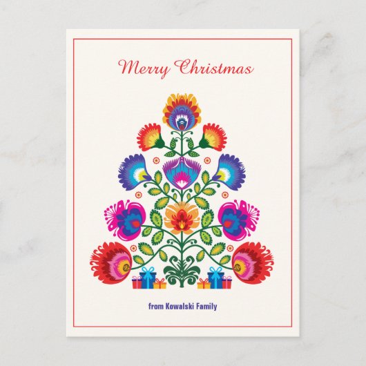 🎄 kerstboom - folklore style Holiday Briefkaart (Voorkant)