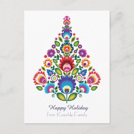 🎄 kerstboom - folklore [white] Holiday Feestdagenkaart (Voorkant)