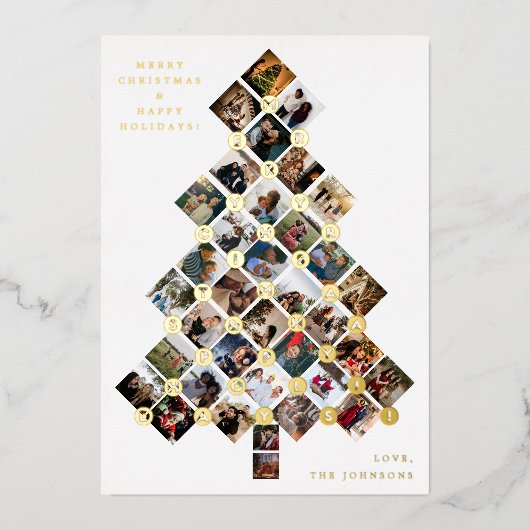 Kerstboom Foto - 36 foto Folie Uitnodiging (Voorkant)
