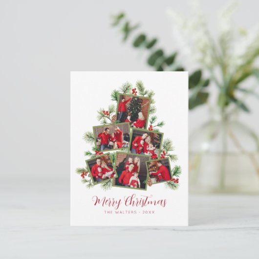 Kerstboom Foto Collage Vakantie Briefkaart (Staand voorkant)