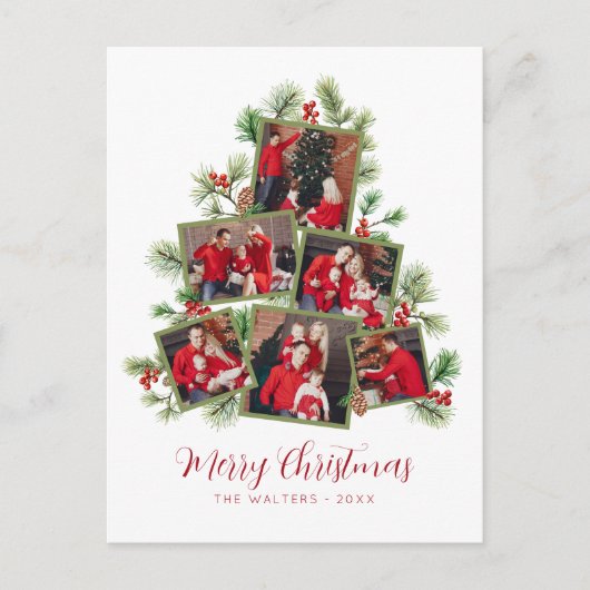 Kerstboom Foto Collage Vakantie Briefkaart (Voorkant)