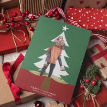 Kerstboom Foto Cutout Modern Green Red