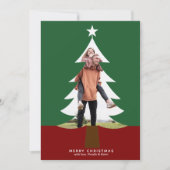 Kerstboom Foto Cutout Modern Green Red Feestdagenkaart (Voorkant)