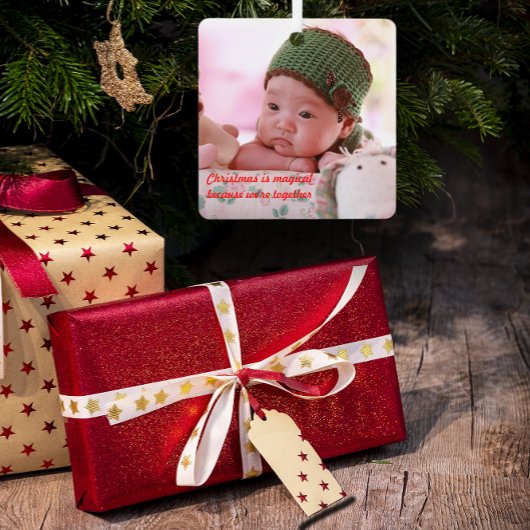 Kerstboom foto Metal Square Ornament