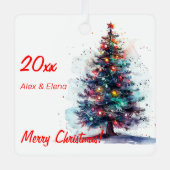 Kerstboom foto Metal Square Ornament (Voorkant)