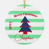 Kerstboom Foto Rood Groen Blauw Keramisch Ornament (Voorkant)