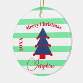 Kerstboom Foto Rood Groen Blauw Keramisch Ornament (Links)