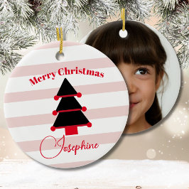 Kerstboom Foto Roze Zwart Rood Modern Keramisch Ornament